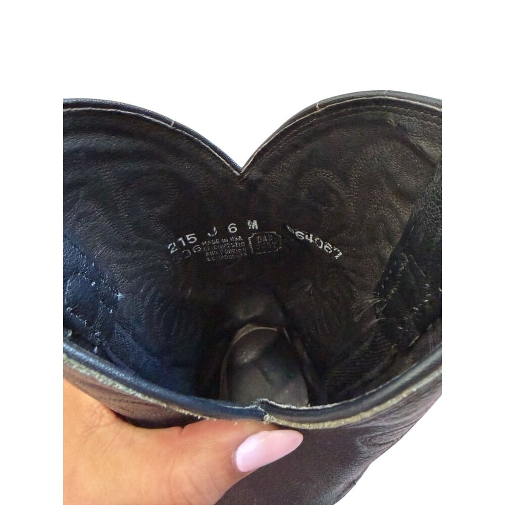 Dan Post Black Leather Western Cowboy Boots Size 6M Made In USA - Picture 6 of 9